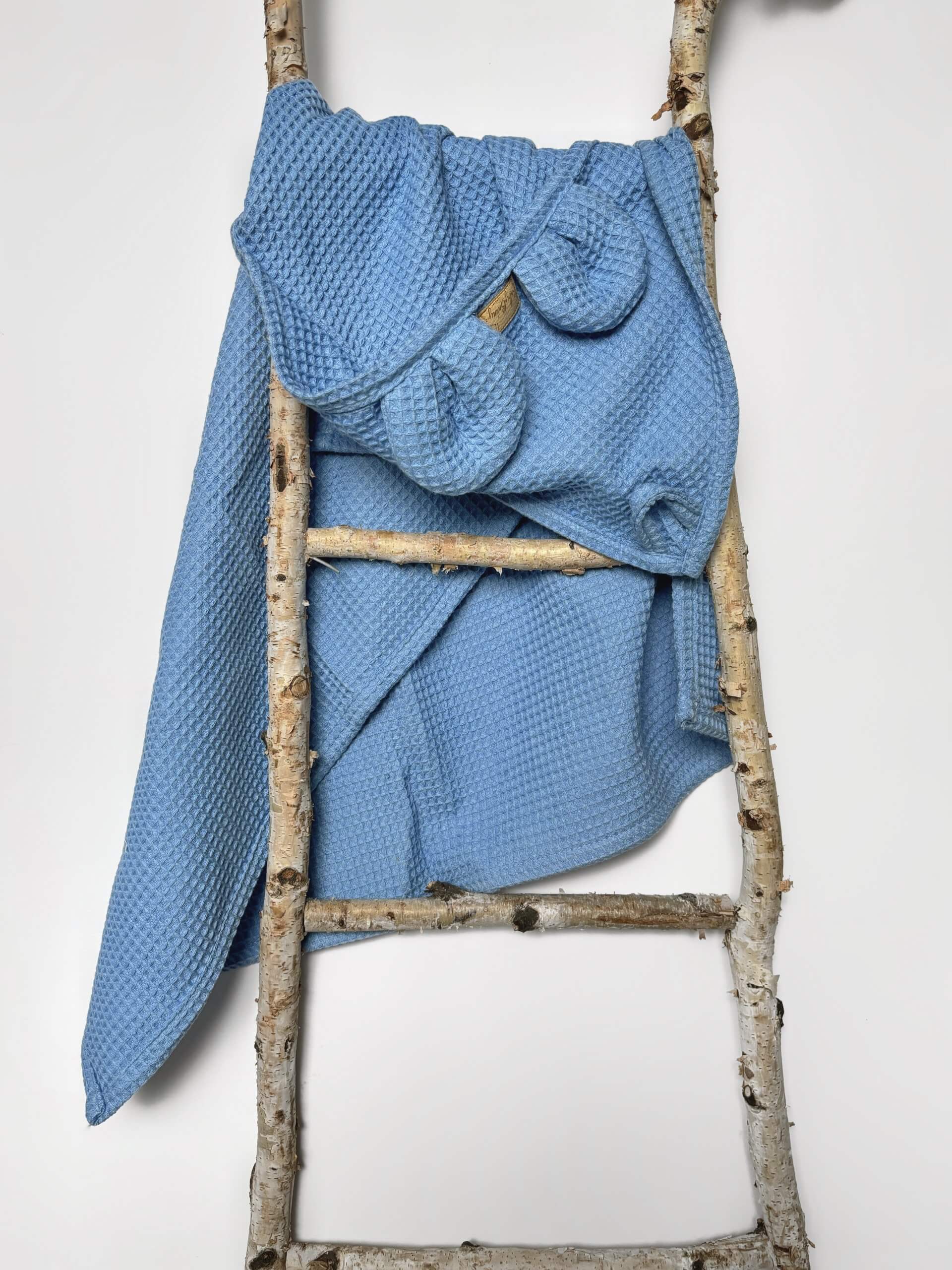 Waffle kapucnis törölköző - maci | jeans blue