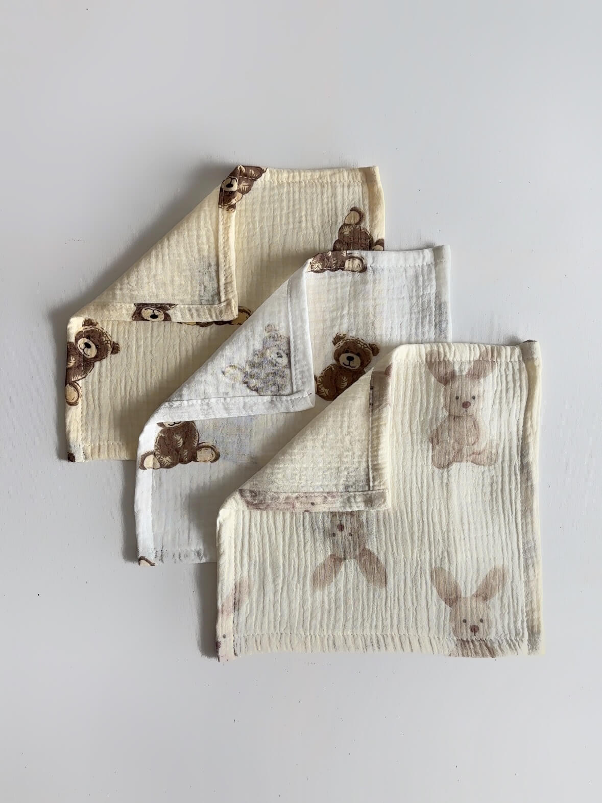Muszlin kendő szett (3 db) - 25x25 cm